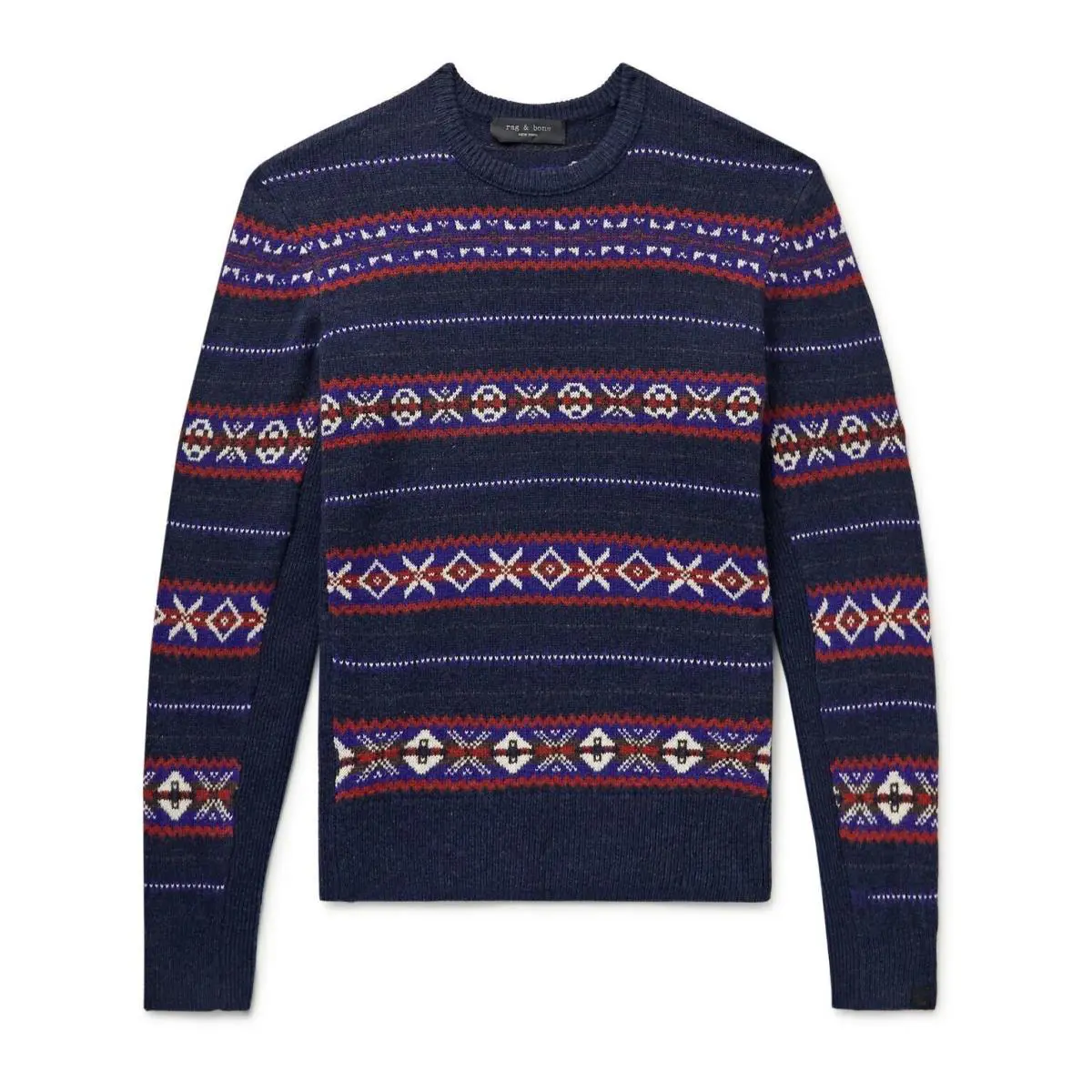 Rag Bone L98802 Mens Multi Wesley Fair Isle Wool Crewneck Sweater Size S