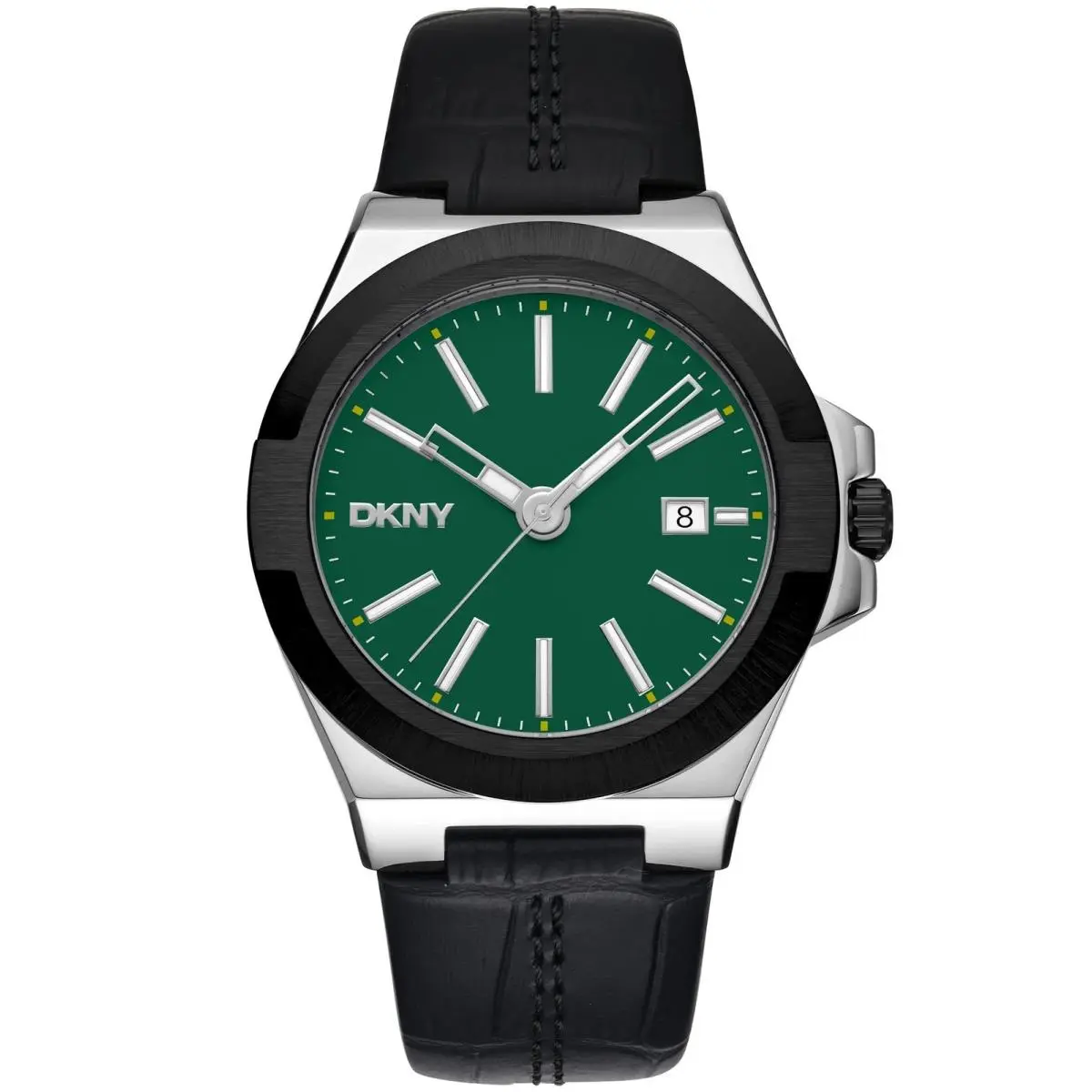 Dkny Men`s DK1G047L0045 Everyday Modernist Green Dial Black Leather Wristwatch