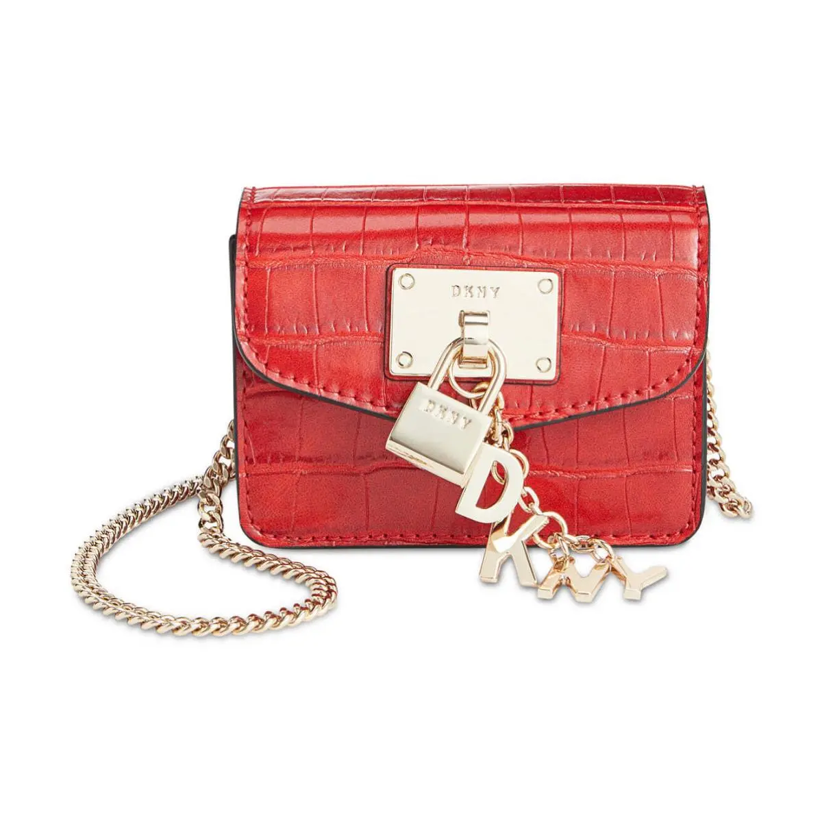 Dkny Elissa Leather Micro Mini Bag Red