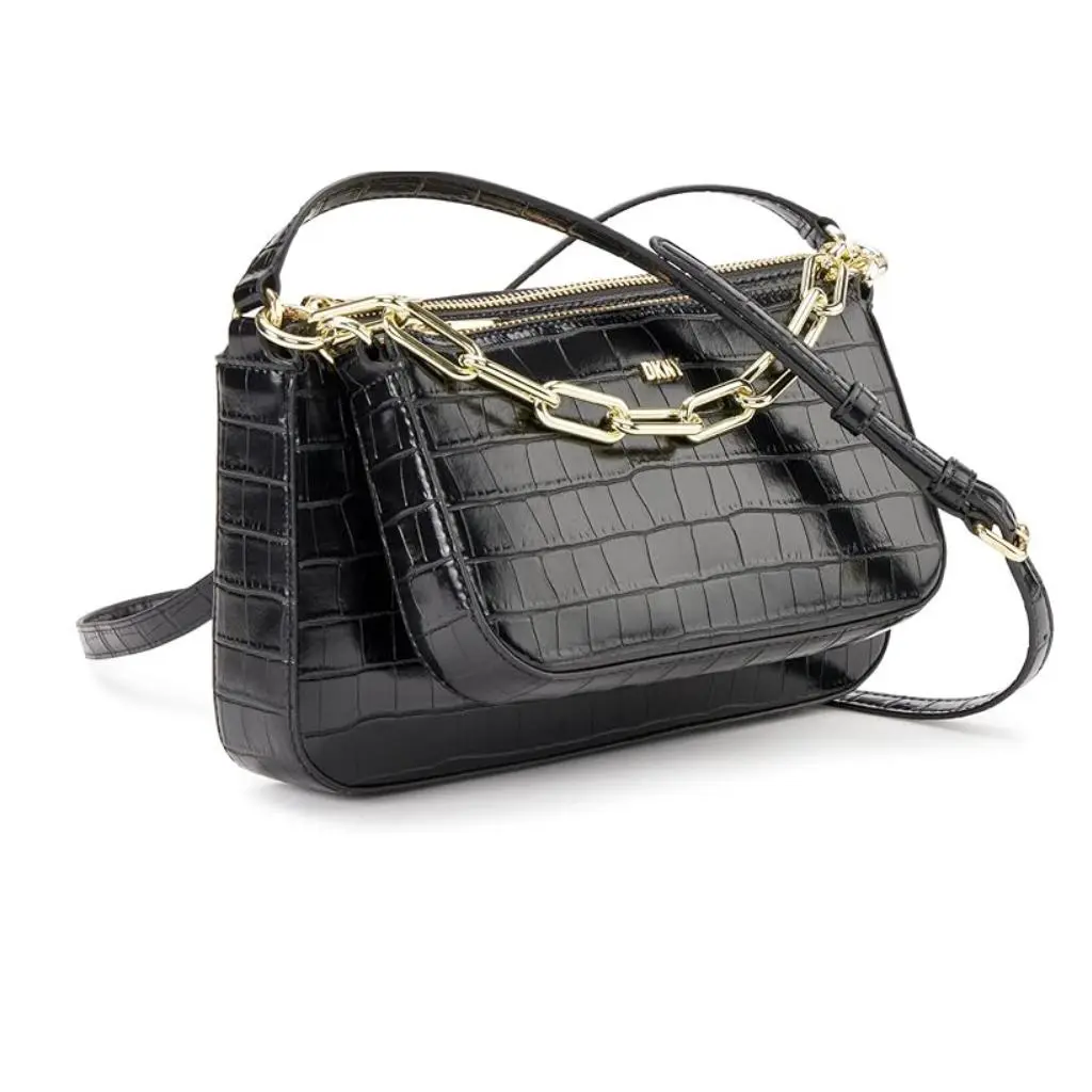 Dkny Lexi Double Demi Crossbody Bag Black 7693 - Exterior: Black