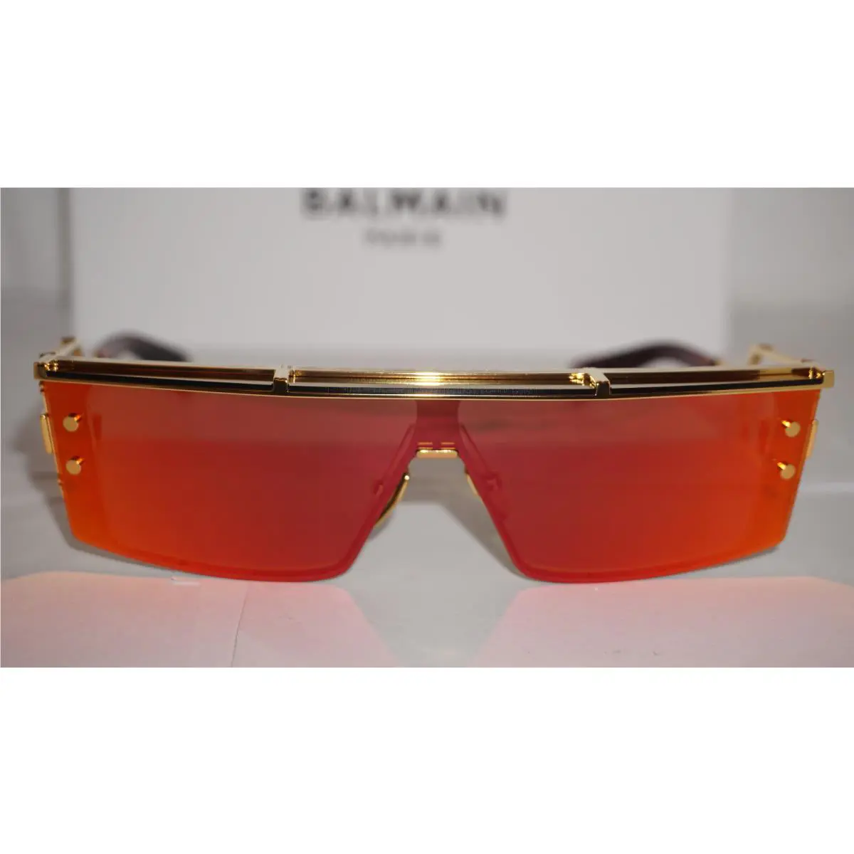 Balmain Sunglasses Shield Wonder Boy Iii Gold Red BPS-127C-145