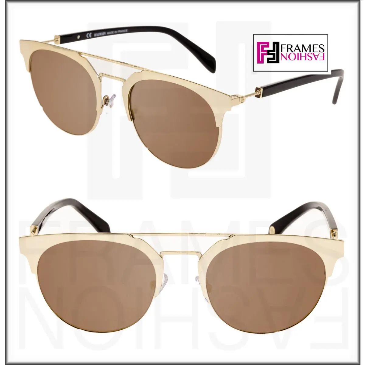 Balmain 2109 Black Gold Flash Mirror Flat Metal Sunglasses BL2109 Unisex
