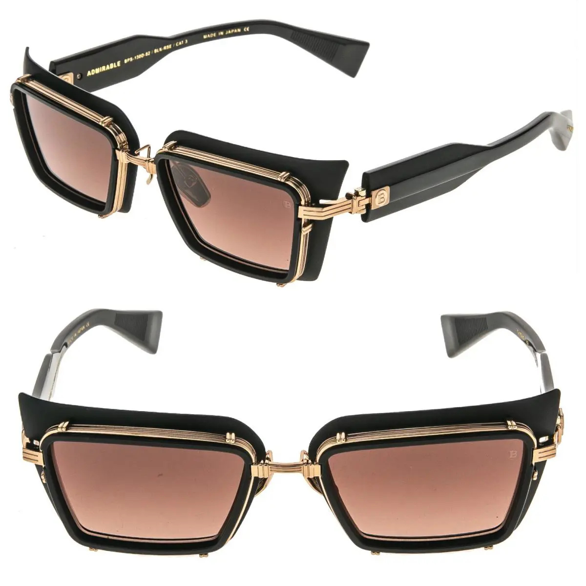 Balmain Admirable BY Akoni BPS130 Rose Gold Black Bps 130D Statement Sunglasses