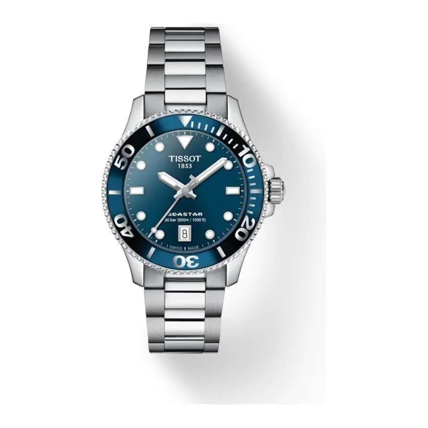Tissot Seastar 1000 Blue Unisex Adult Watch - T120.210.11.041.00 - Dial: Blue, Band: Silver, Bezel: Blue