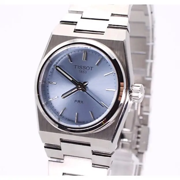 Tissot Prx 25MM Quartz Blue Dial Stainless Steel Ladies Watch T137.010.11.351.00 - Dial: Ice Blue, Band: Silver