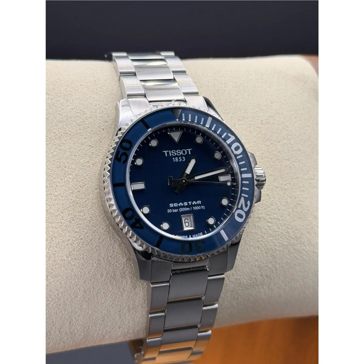 Tissot Seastar 1000 Quartz Blue Dial Unisex Watch 36MM T120.210.11.041.00 - Dial: Blue, Band: Silver, Bezel: Blue