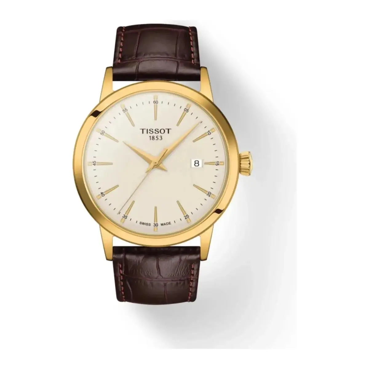 Tissot Classic Dream Brown Leather Strap Ivory Dial Men`s Watch T1294103626100