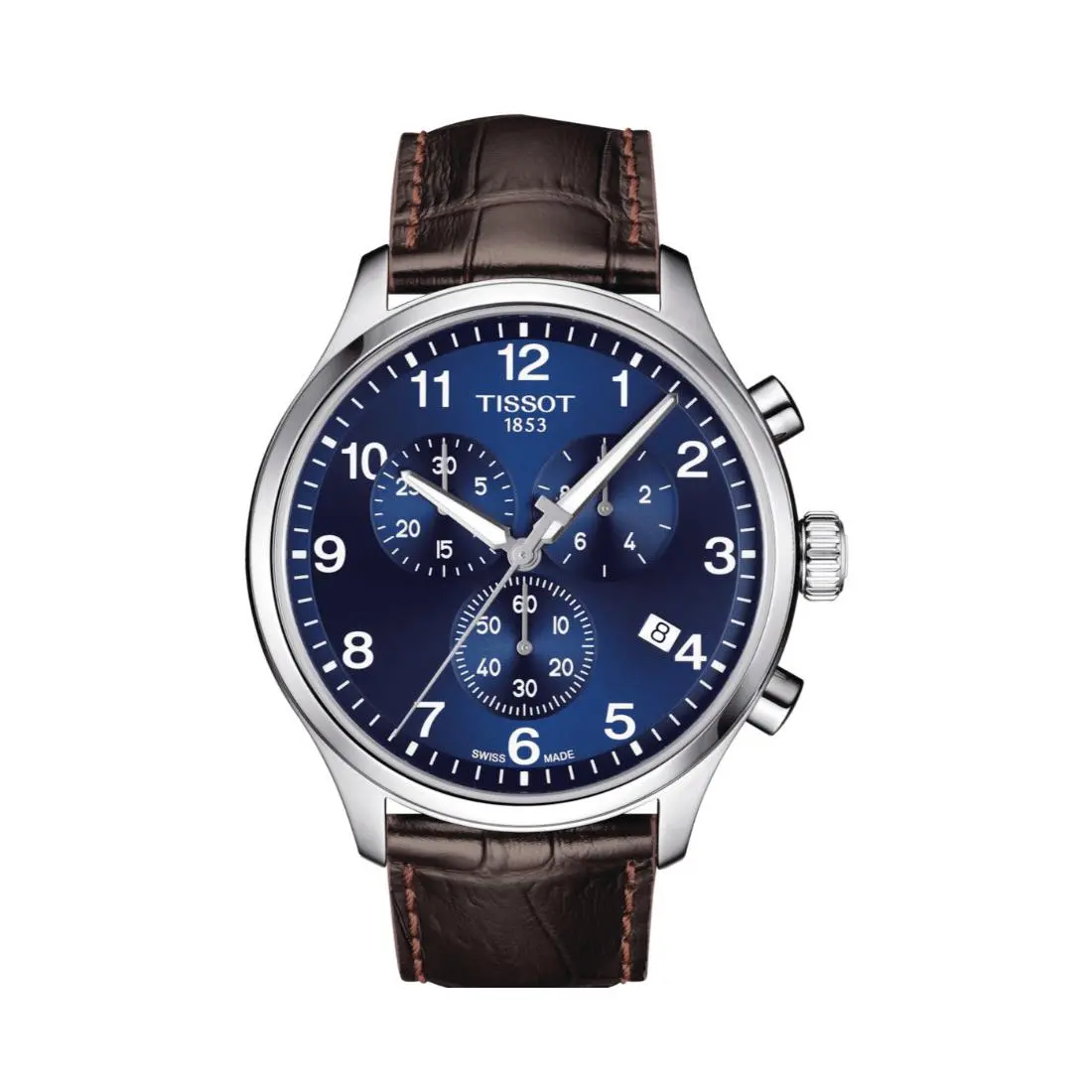 Chrono XL Classic Blue Dial Brown Leather Men`s Watch T1166171604700 by Tissot