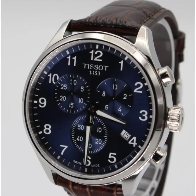 45 MM Chrono XL Classic Blue Dial Leather Men`s Watch T116.617.16.047.00 by Tissot