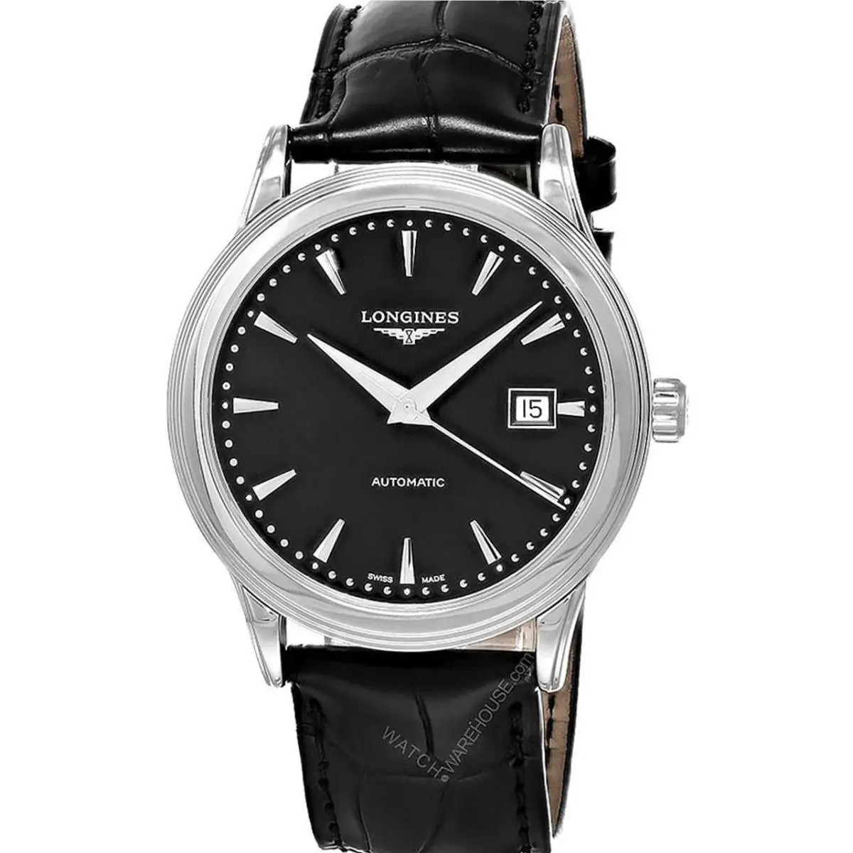 Longines Flagship Automatic Black Dial Leather Men`s Watch L4.984.4.59.2