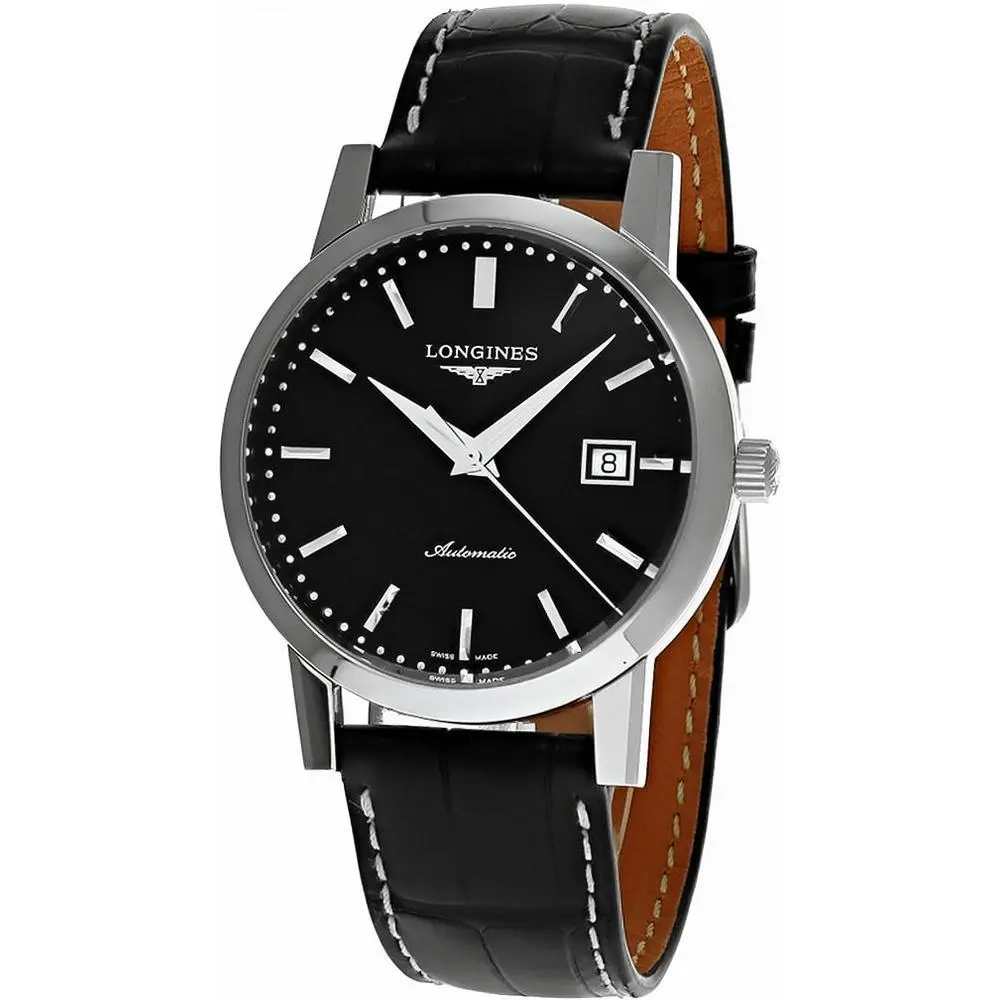 Longines Classic 40 Automatic Black Dial Men`s Leather Watch L4.825.4.52.0