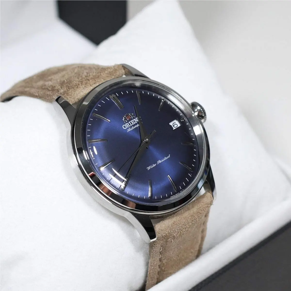 Bambino Blue Dial Beige Leather Strap Men`s Classic Watch RA-AC0M12L30B by Orient