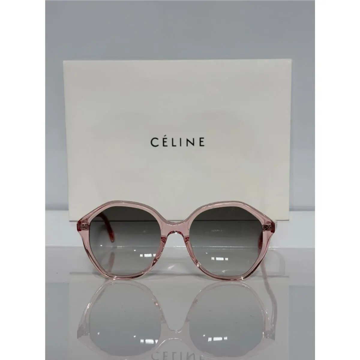Celine Cl40201U 5472B Crystal Pink Acetate Woman’s Gray Gradient Sunglasses 54mm