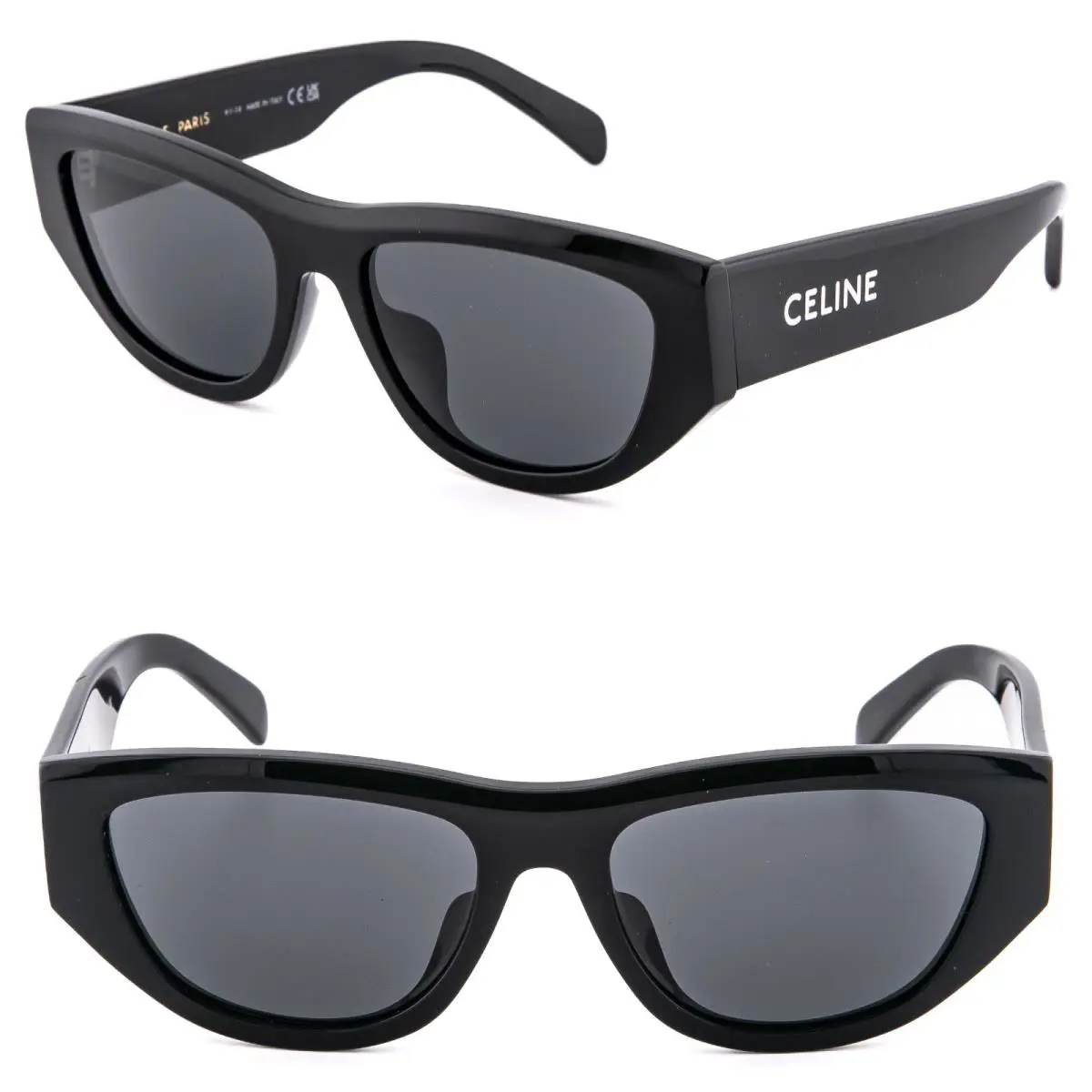 Celine 40278 Monochroms Black Geometric Logo Unisex Sunglasses CL40278U 01A