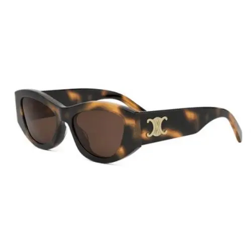 Triomphe CL 40308U 53E Shiny Havana/brown Geometric Women`s Sunglasses by Celine