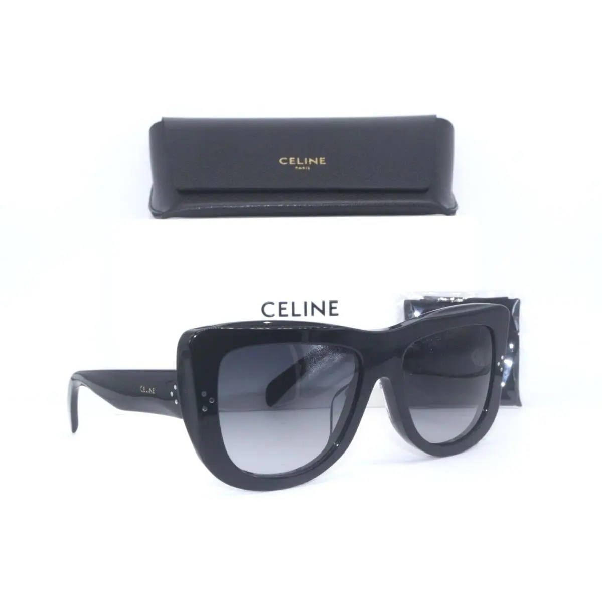 Celine CL 40157U 01B Shiny Black W/grey Gradient Lens Sunglasses 57-18