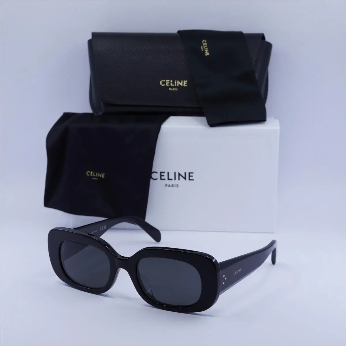 Celine CL40287U 01A Shiny Black/grey 51-21-140 Sunglasses