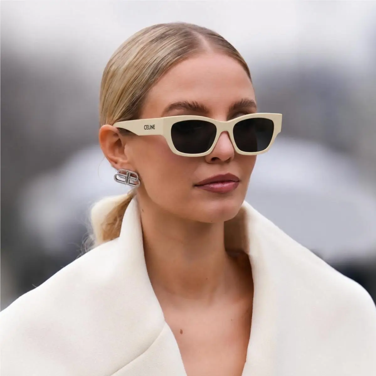 CL40197U 39A Women Sunglasses Shiny Brown Smoke Lenses by Celine