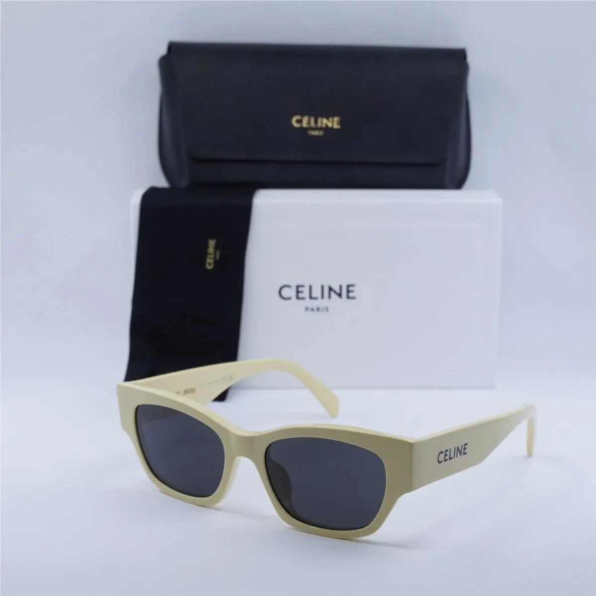 Celine CL40197U 39A Shiny Light Brown/smoke 54-18-145 Sunglasses