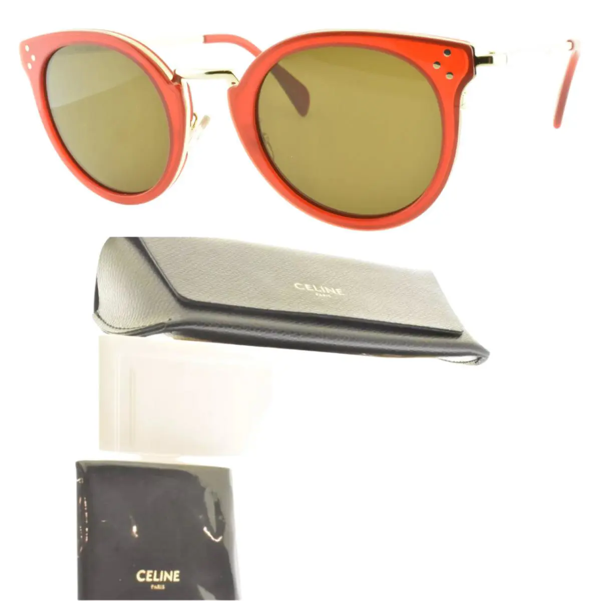 CL40011U 66E 3 48-26-140 Red Oval Full Rim Womens Sunglasses by Celine