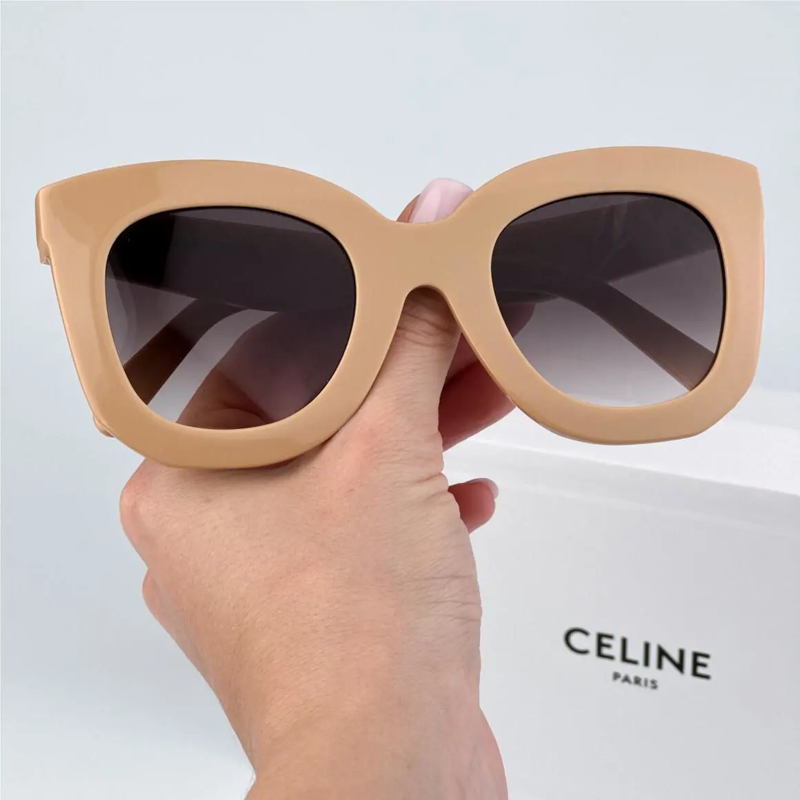 Celine Women Sunglasses Beige Gradient Violet Geometric CL4005FN 57Z