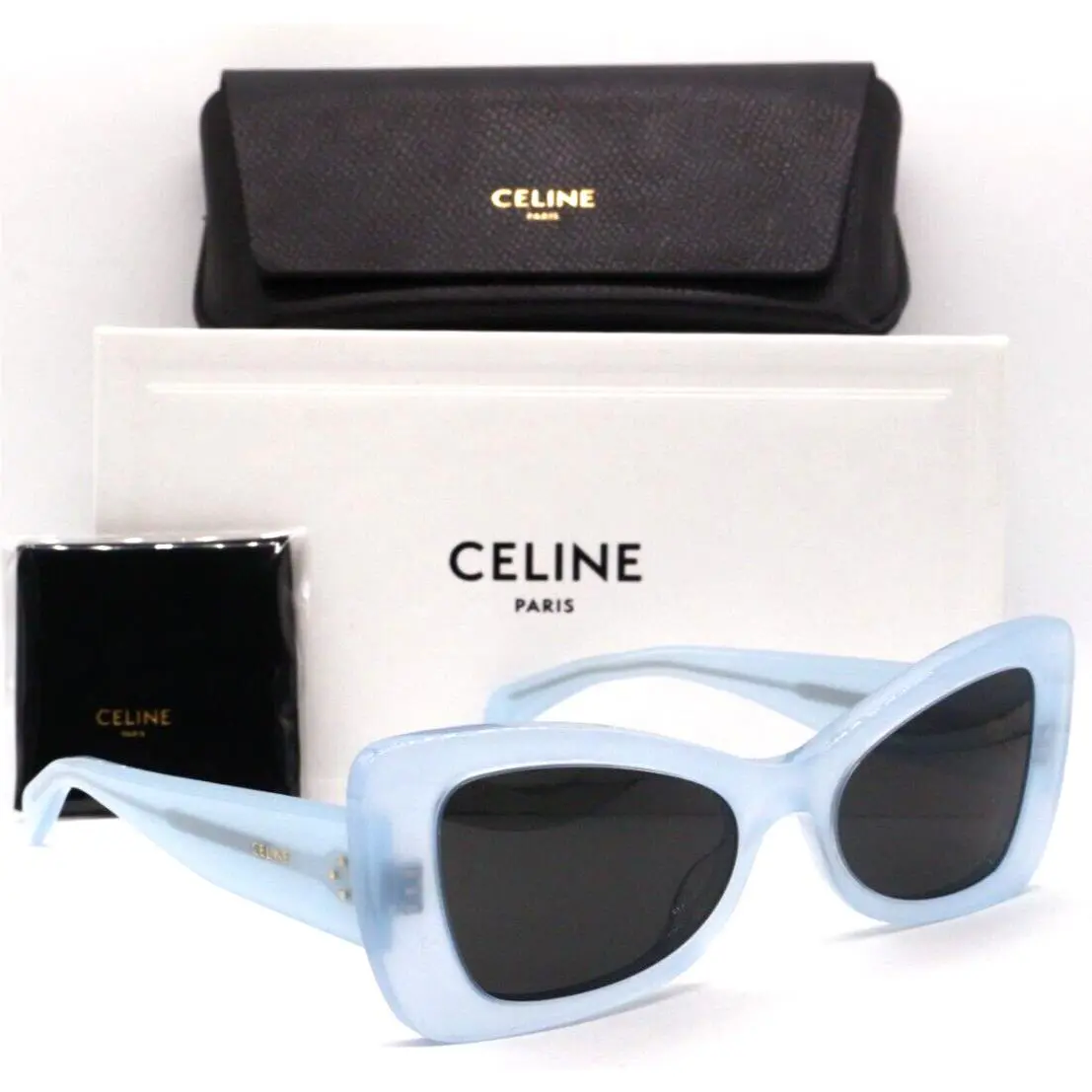 Celine CL 40236I 84A Light Transparent Matte Blue Sunglasses 54-19