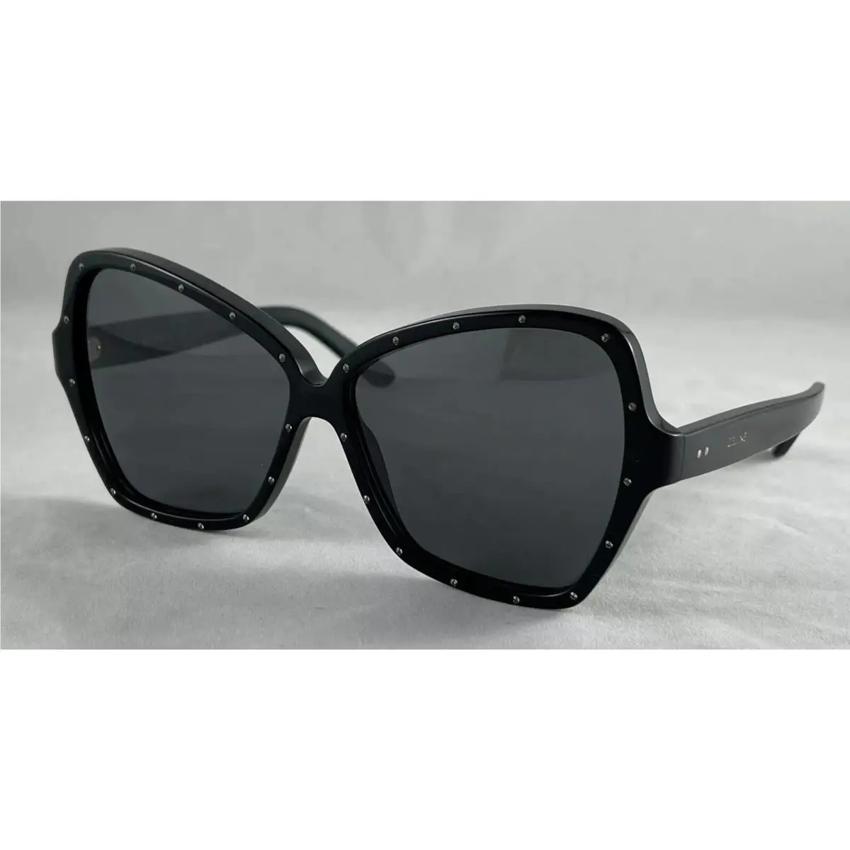 Celine CL40066IS 01A Shiny Black Grey Lens Stones Sunglasses