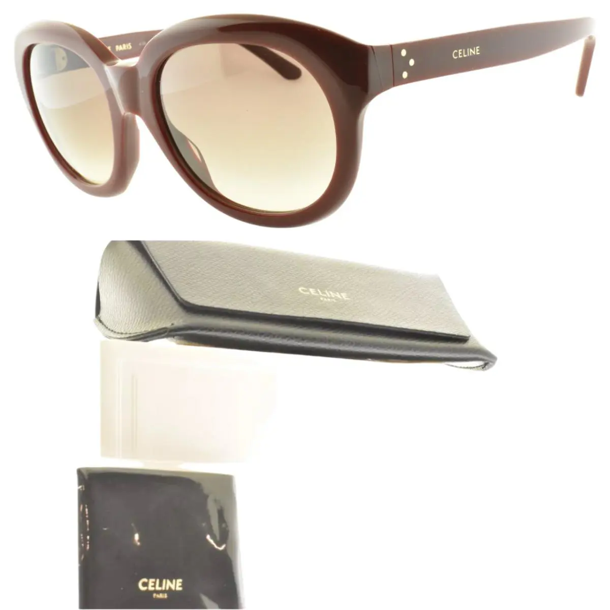 Celine CL40071I 69F 2 Burgundy Round Full Rim Womens Sunglasses