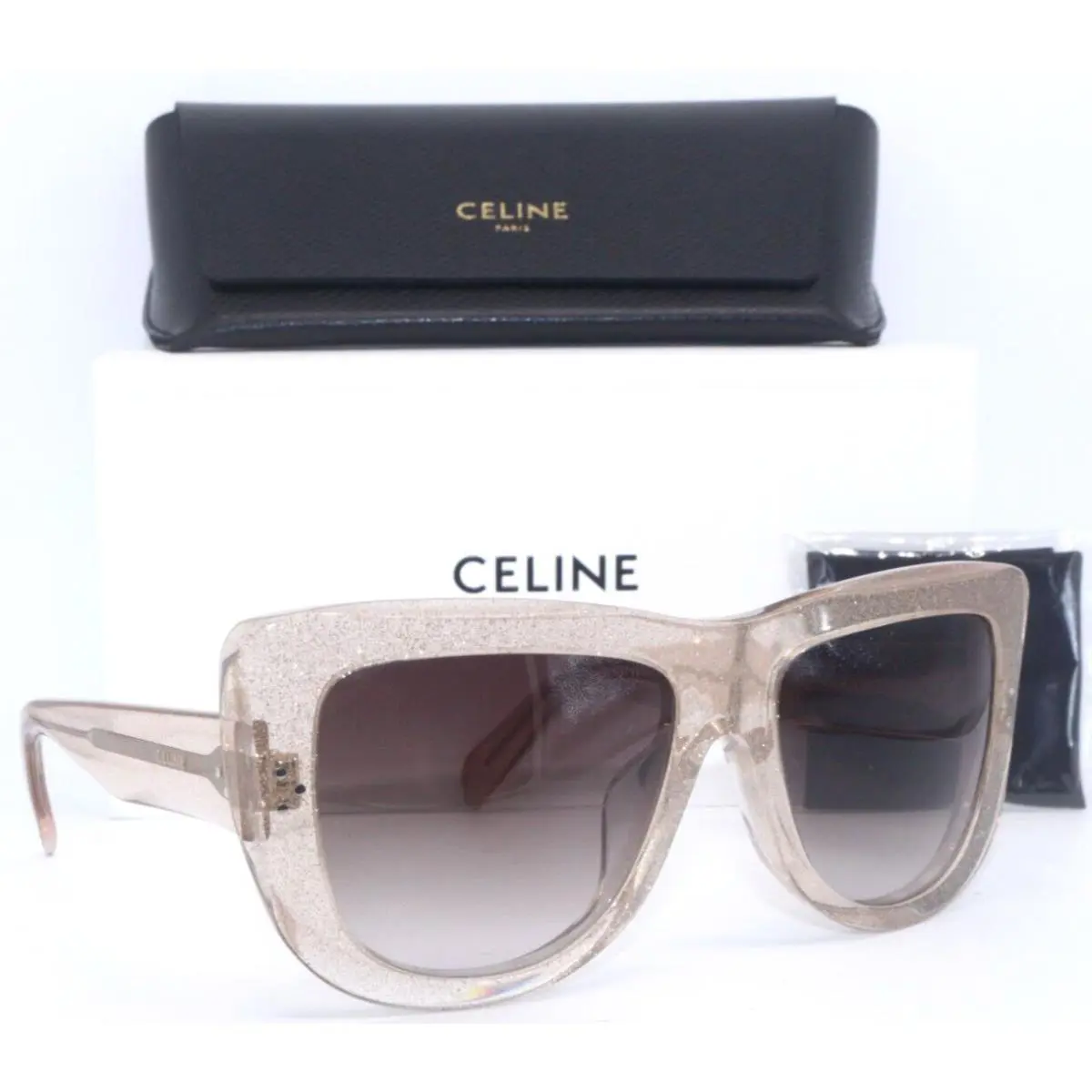 Celine CL 40157U 73K Clear Glitter/brown Gradient Sunglasses 57-18