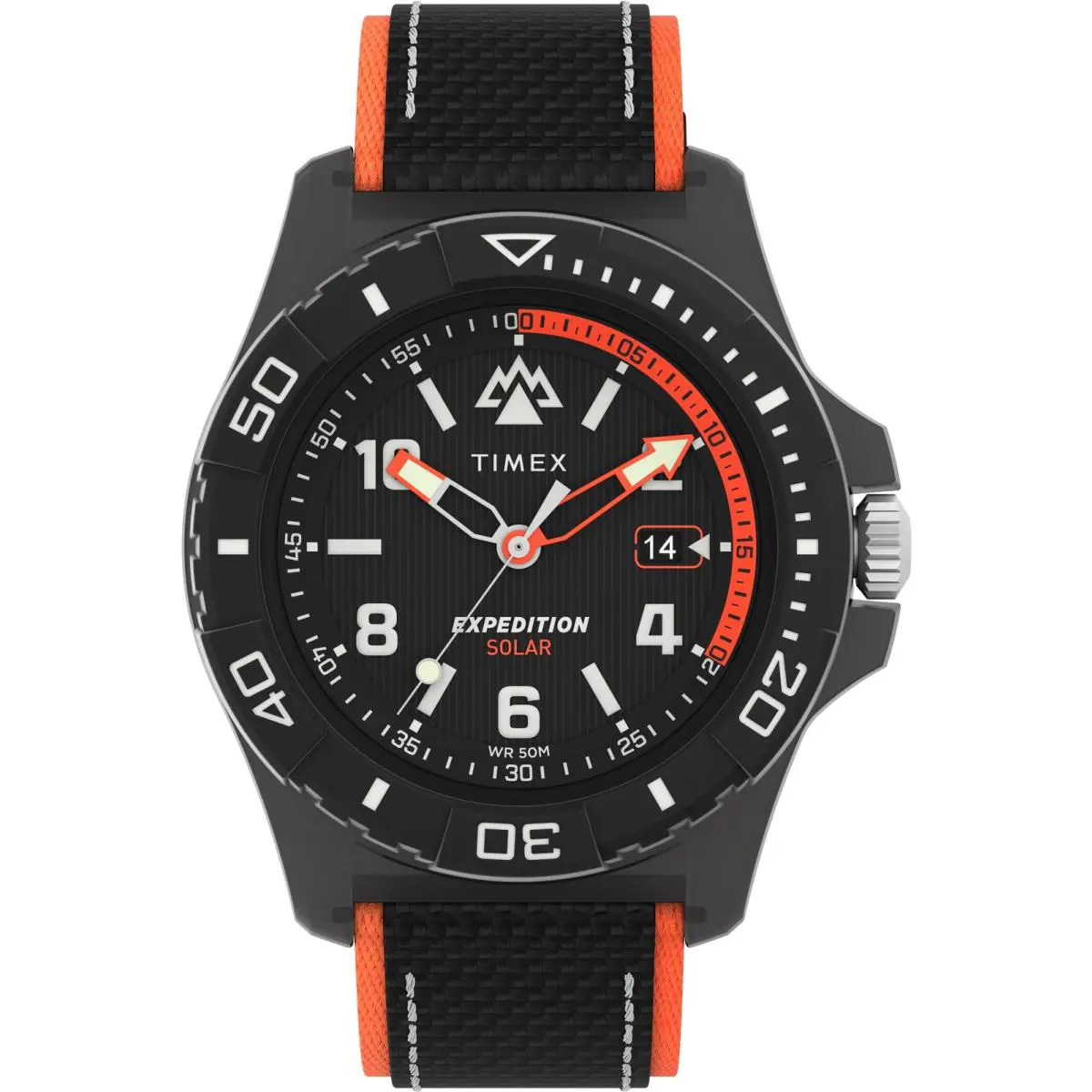 Timex Expedition North Freedive 46mm Black Mens Watch - Hand: Orange, Strap: Black