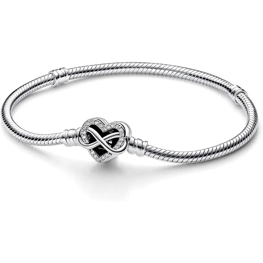 Pandora Moments Sparkling Infinity Heart Clasp Snake Chain Bracelet 592645C01-19