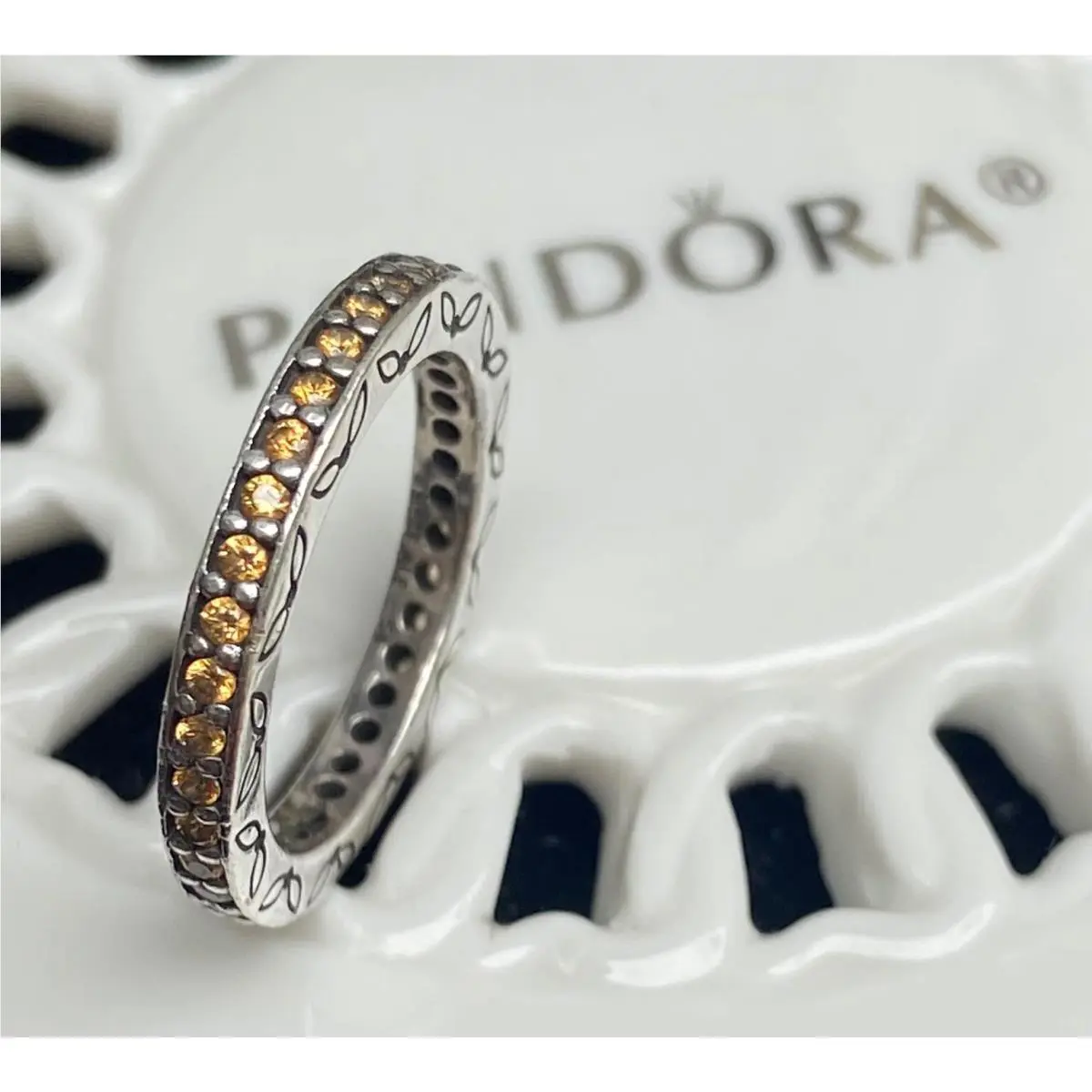 Pandora Yellow Eternity Band 190616CZM-54 Size 7