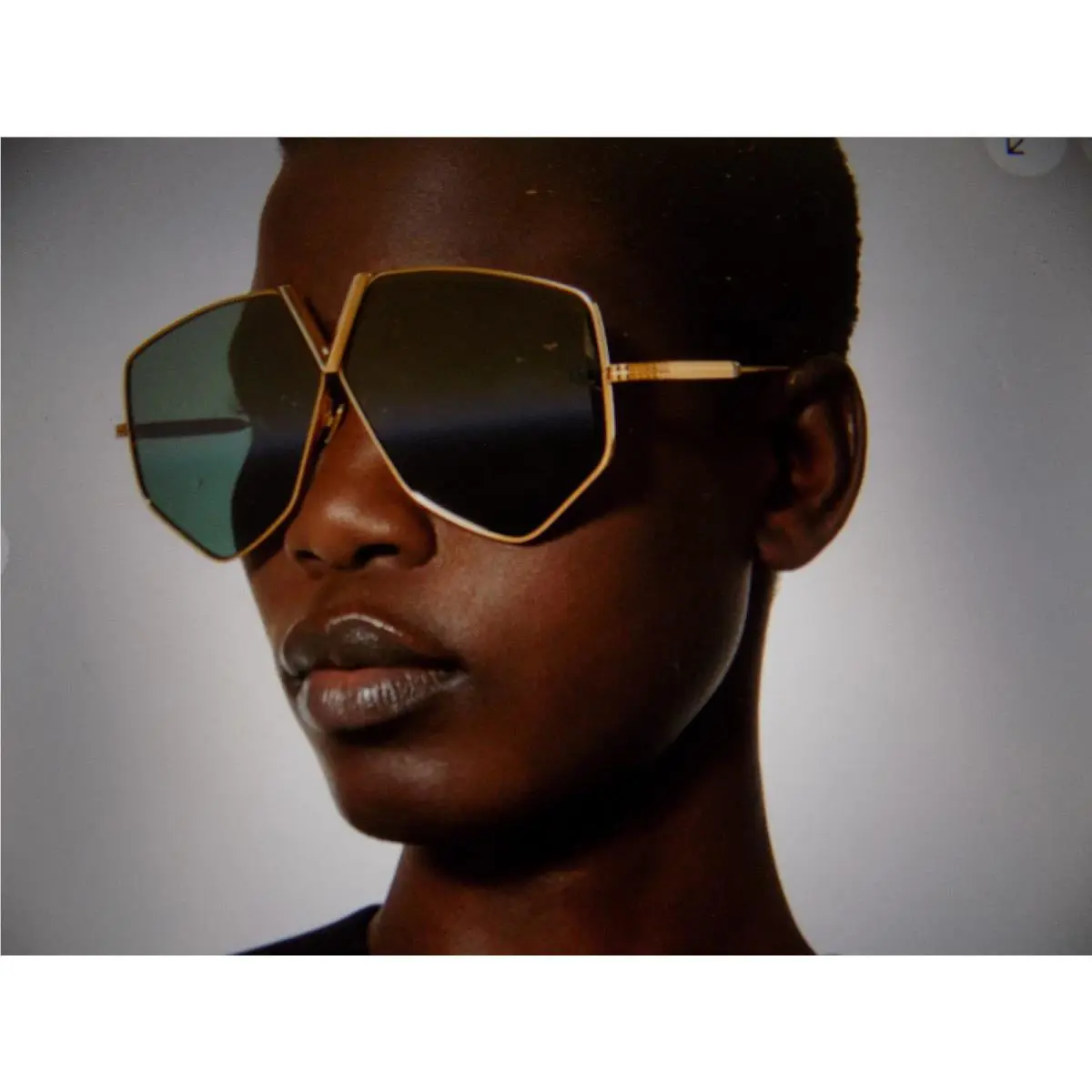 Valentino V Hexagon VLS115 Gold Titanium Green Mask Unisex Rock Stud Sunglasses