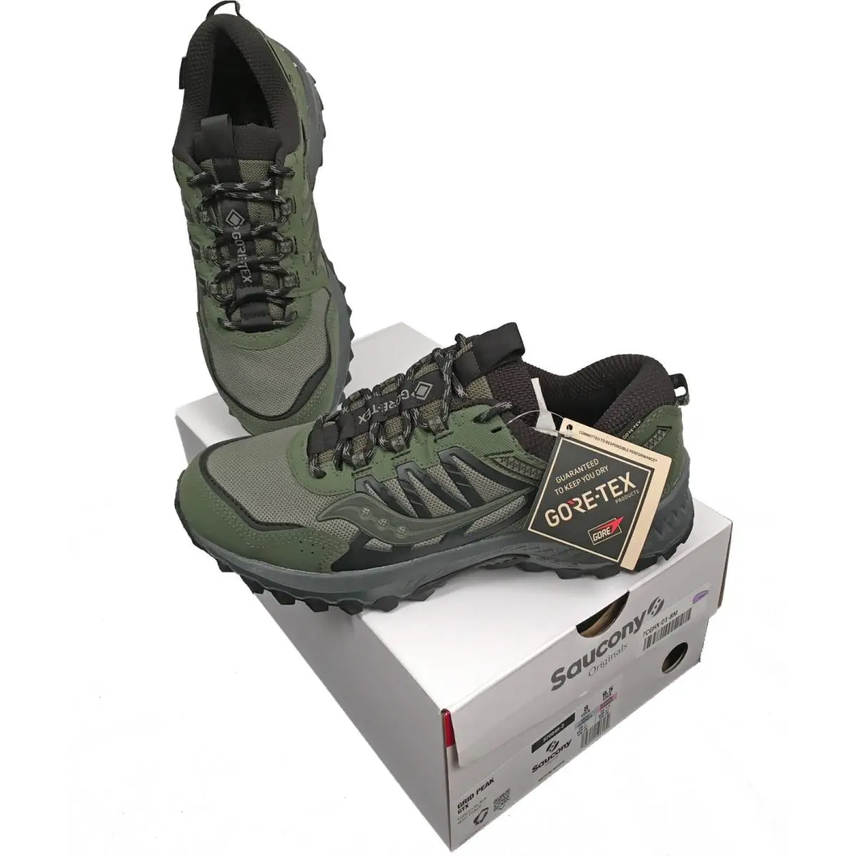 Saucony Grid Peak Gtx Gore-tex Trail Running Shoes Green Black S70849-2 - Green