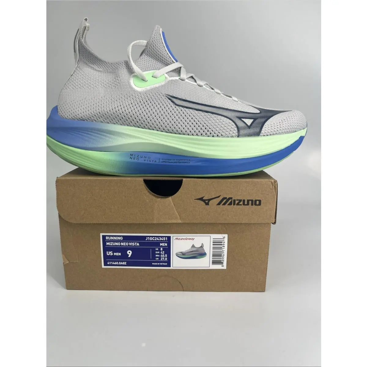Mizuno Neo Vista Mens Rungray/green Price Size9 Usa Men’s Eur42 Bra40.5
