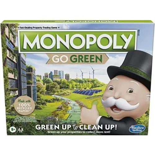 Hasbro Monopoly Go Green Edition Board Game For Families Ages 8 and Up