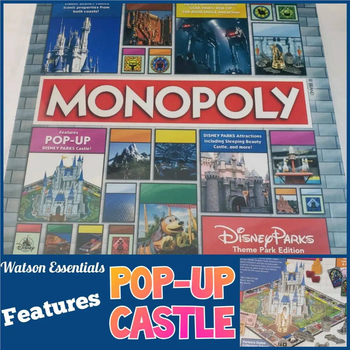 2020 Disney Parks Theme Park Edition Monopoly Game Pop-up Castle