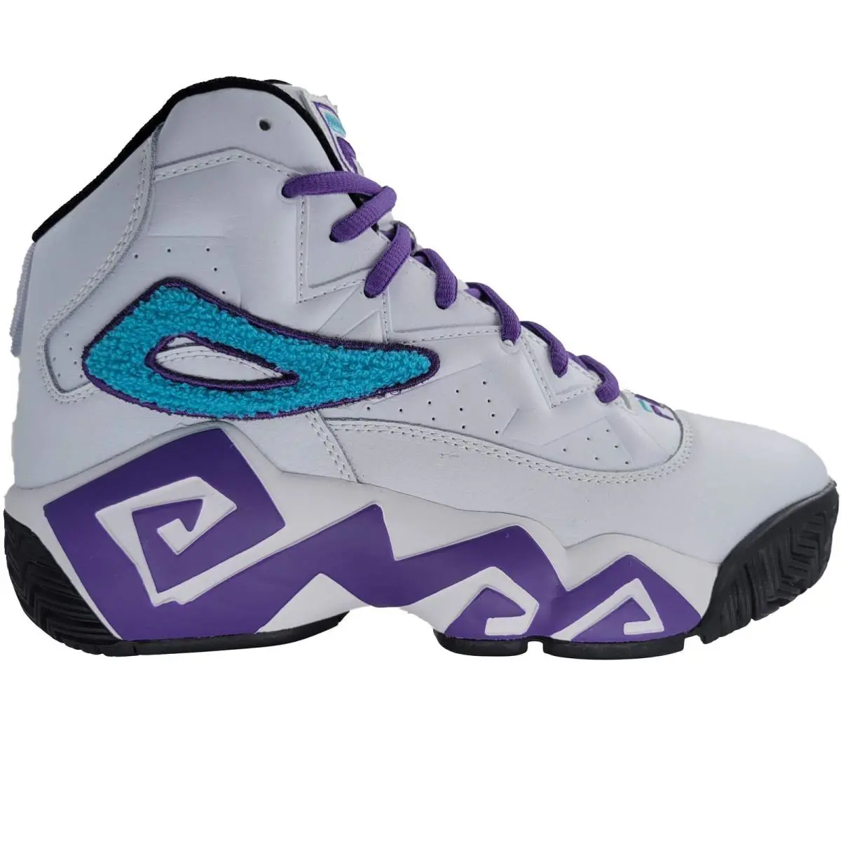 Fila Men`s 1BM01089-148 MB Chenille Jamal Mashburn Retro Basketball Shoes - White Bluefish Electric Purple