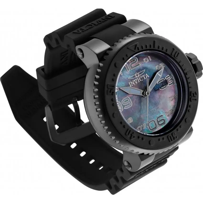 Mens Pro Diver 52mm Mop Gunmetal Dial SS Black Tone Automatic Watch Rare by Invicta