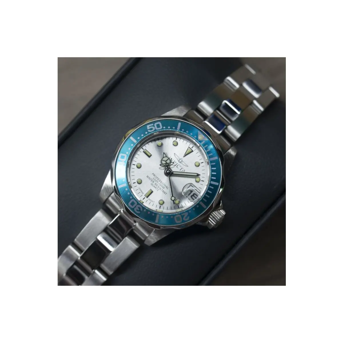 Invicta Men Pro Diver 25mm Quartz Metallic White Dial Steel Tone SS Watch Unisex