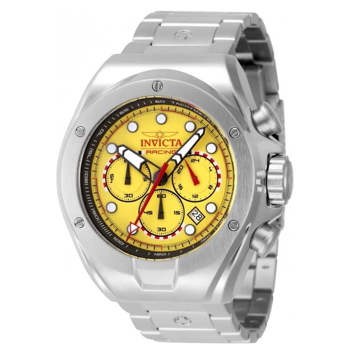 Invicta Racing Redline Men`s 48mm Yellow Dial Stainless Chronograph Watch 47748