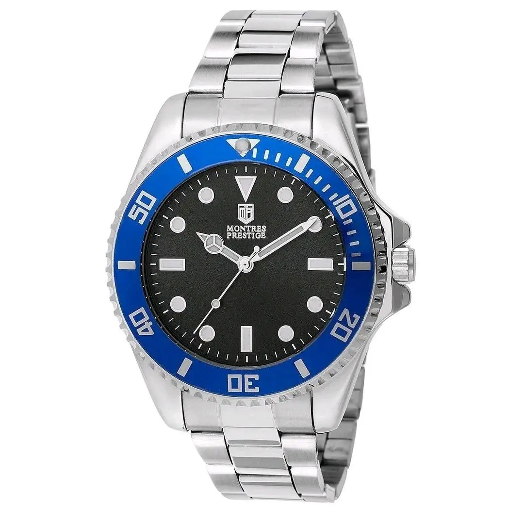 Invicta X Montres Prestige Men`s Silver/blue/black Watch 42mm MPW-0082 - Dial: Blue, Band: Silver, Bezel: Blue