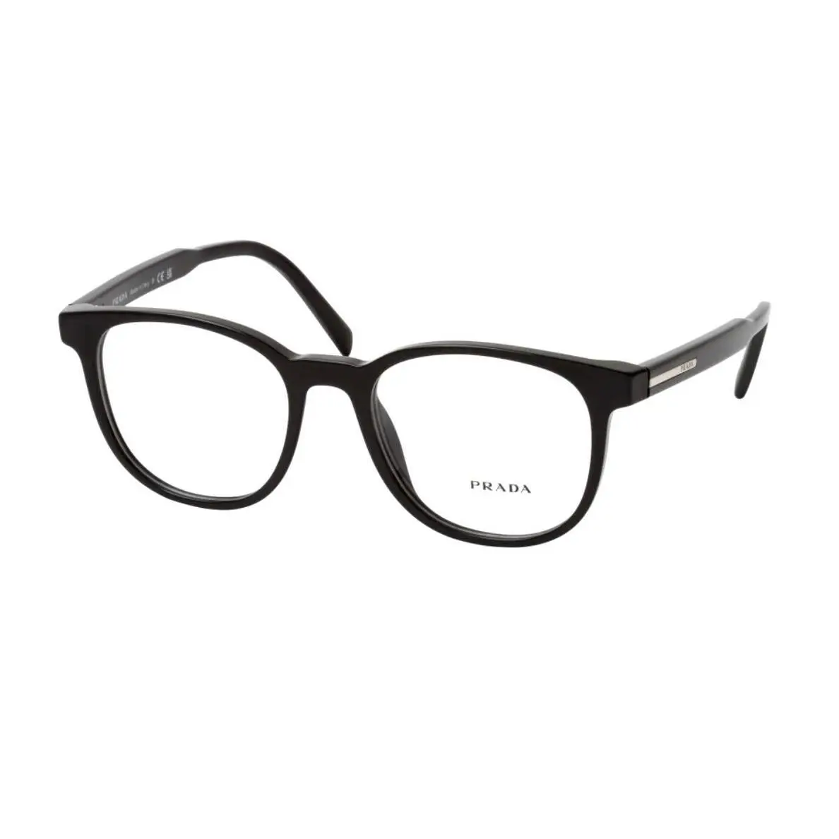 Prada Eyeglasses Vpr A15 16K-1O1 52-19 145 Shiny Black Rounded Square Frames