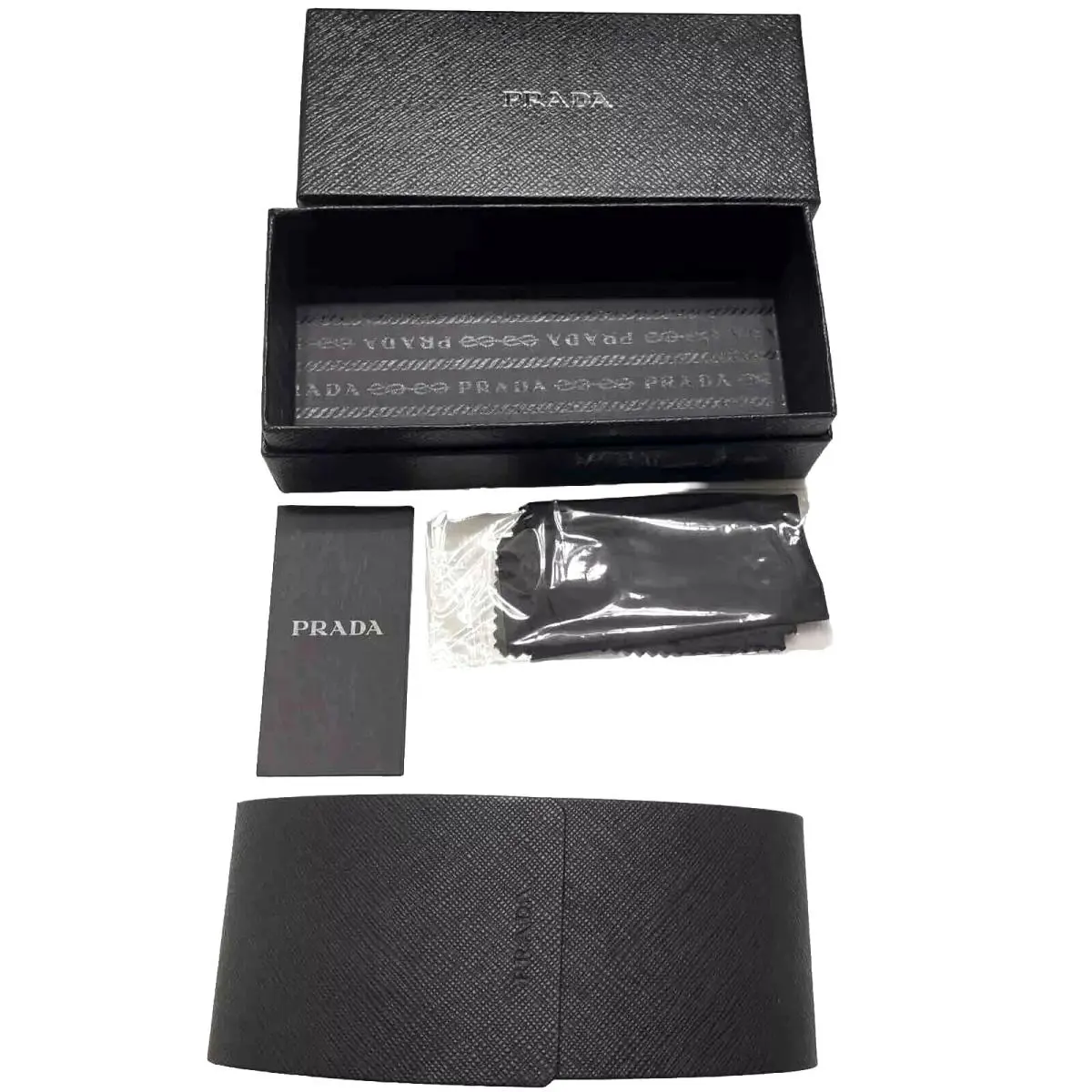 Prada XL Saffiano Black Sunglasses Hard Case Only Cleaning Cloth Gift Box