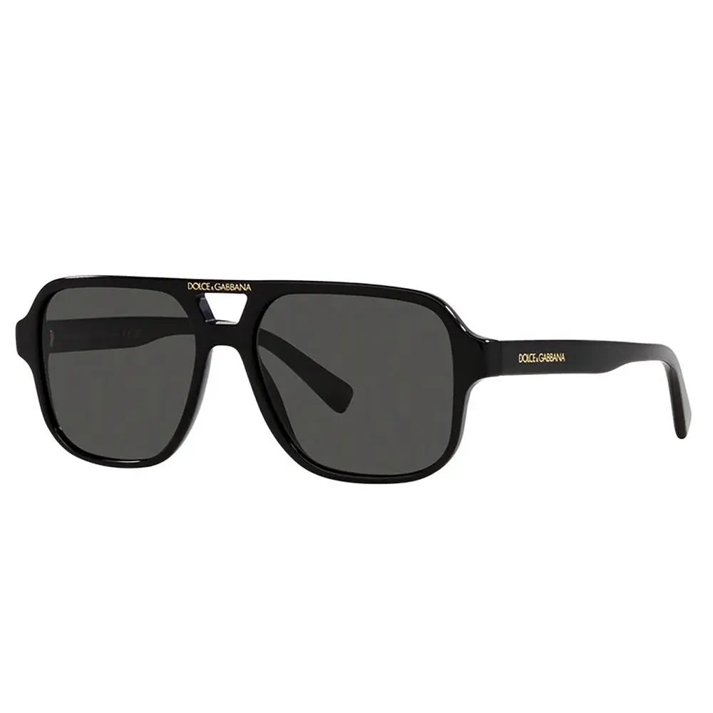 Dolce Gabbana DX 4003 335587 Black Plastic Pilot Sunglasses Grey Lens