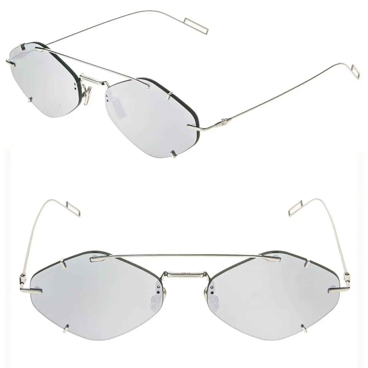 Christian  Inclusion Silver Mirrored Geometric Fashion Sunglasses Unisex by Dior