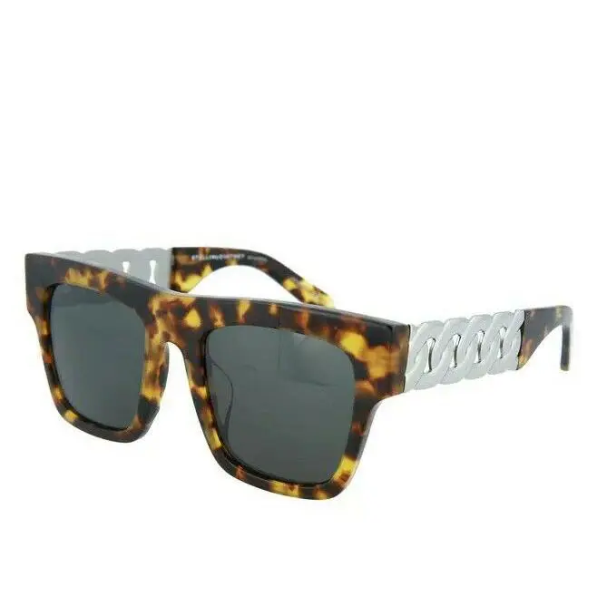 Stella Mccartney Authentc SQ Tortoise Shell Chain Temple Sunglasses SC0066SA by Stella McCartney