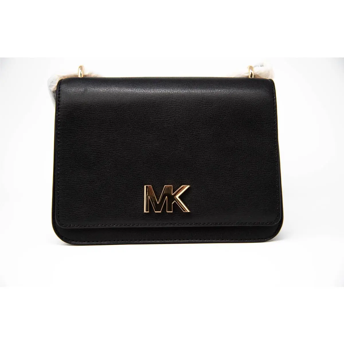 Michael Kors Mott Large Chain Leather Cross Body Shoulder Bag in Black