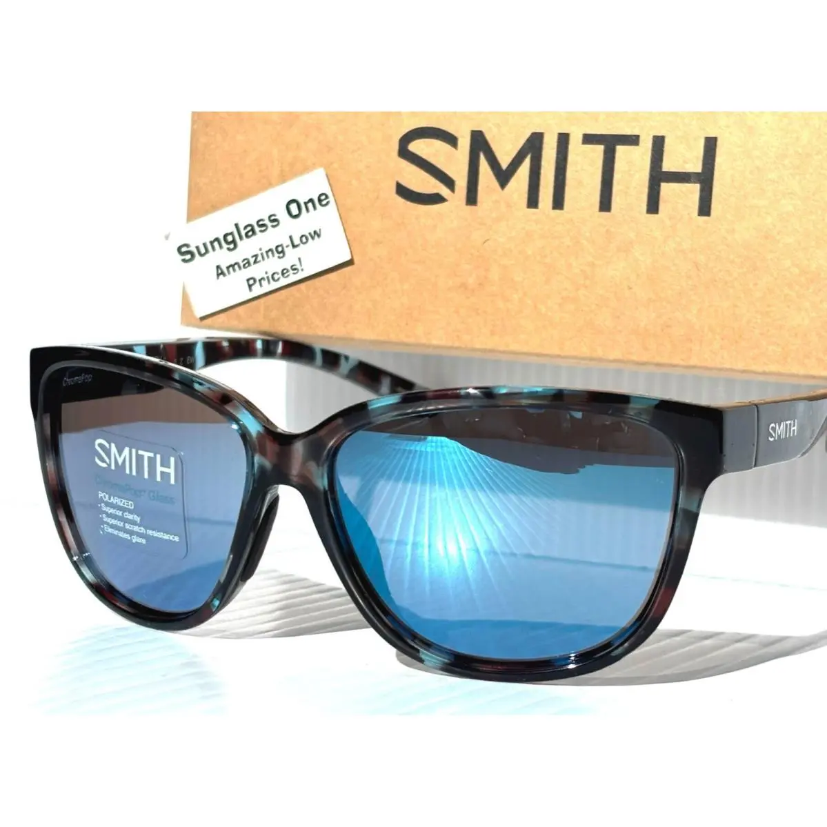 Smith Optics Monterey Sky Tortoise Chromapop Polarized Blue Glass Sunglass
