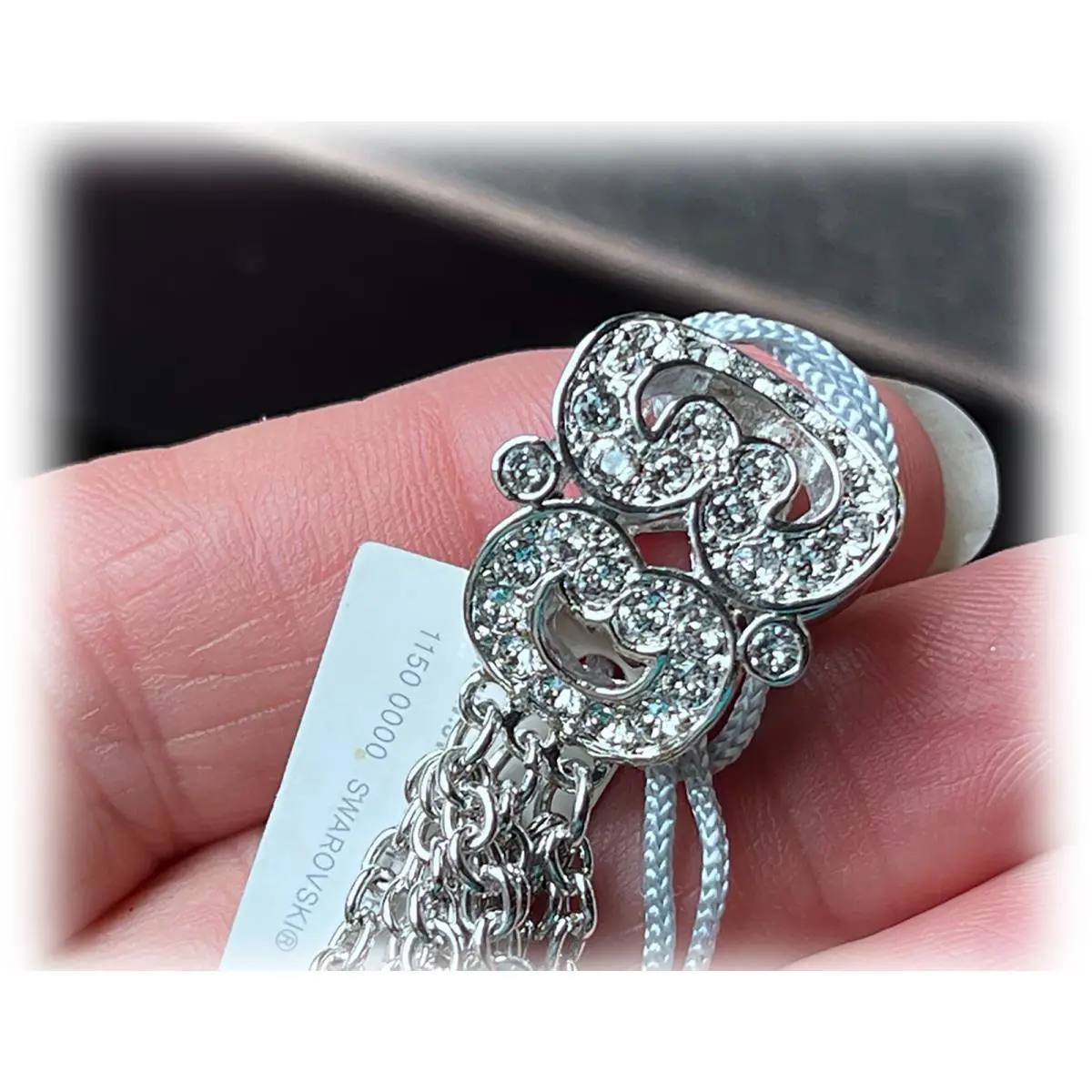 Swarovski Elements Touchstone Crystal Silver Tone Tassel Pendant Slide